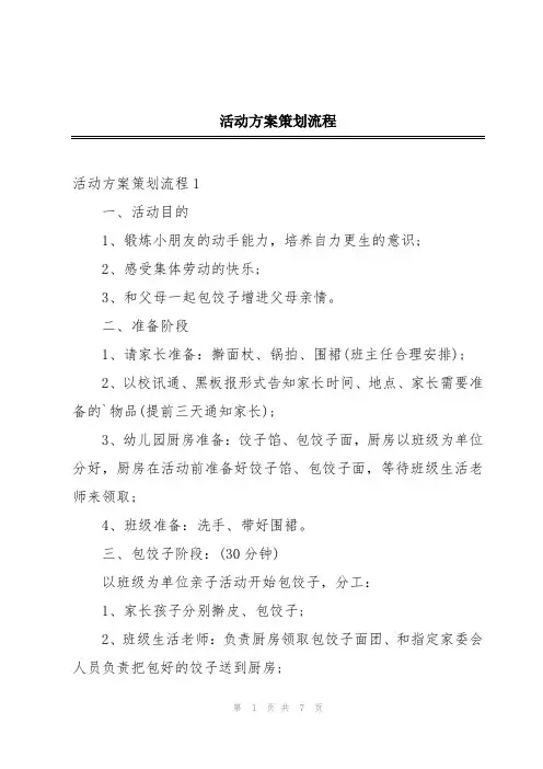 活动方案策划流程