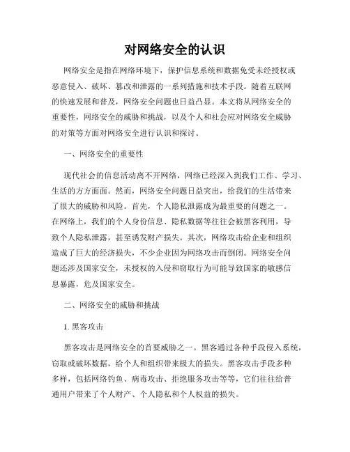 对网络安全的认识