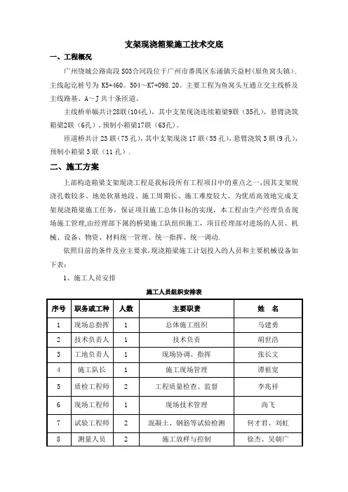 支架现浇箱梁施工技术交底