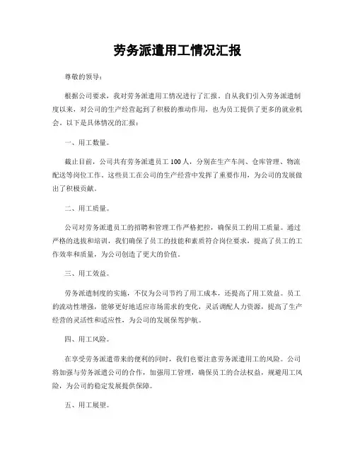 劳务派遣用工情况汇报