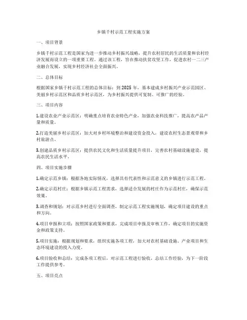 乡镇千村示范工程实施方案