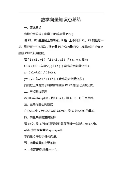 数学向量知识点总结