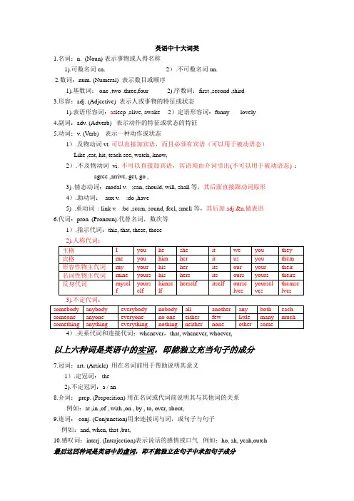 英语中十大词类