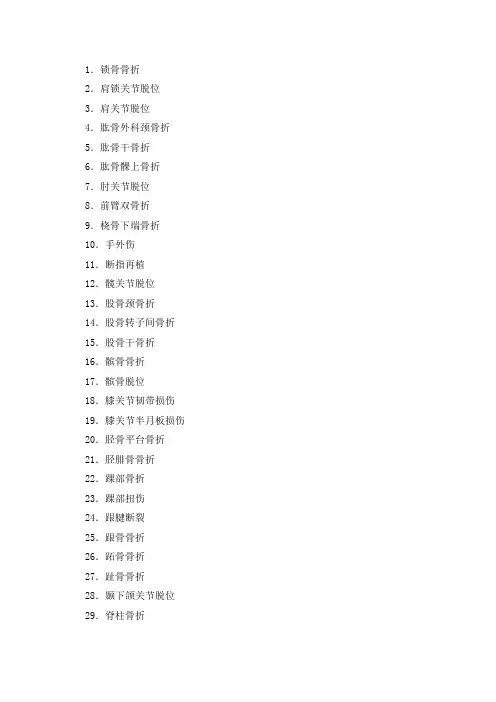 骨科常见疾病名称