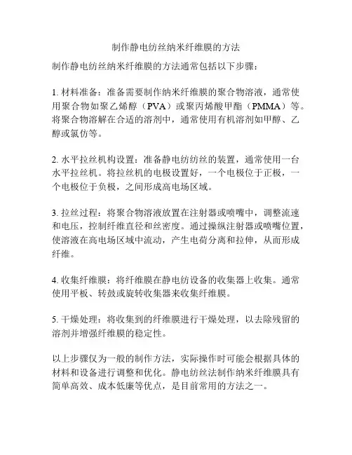制作静电纺丝纳米纤维膜的方法