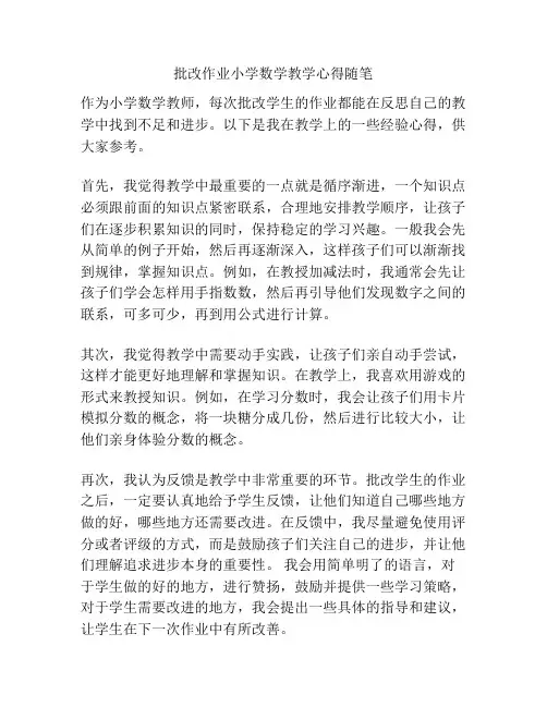 批改作业小学数学教学心得随笔