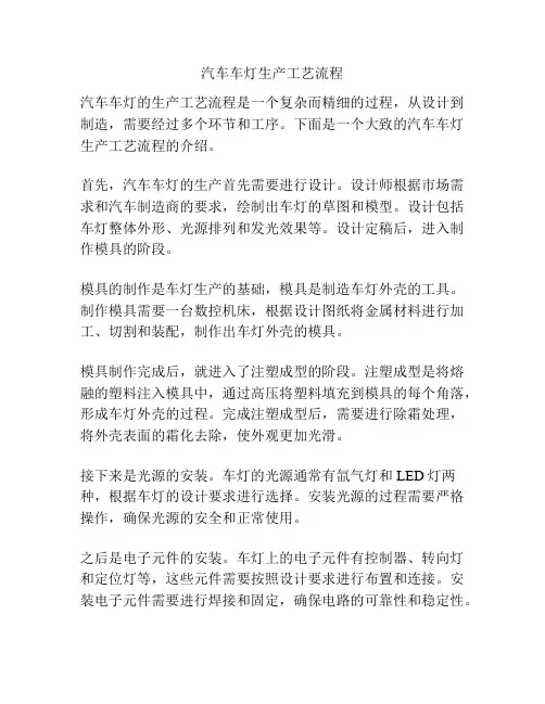汽车车灯生产工艺流程