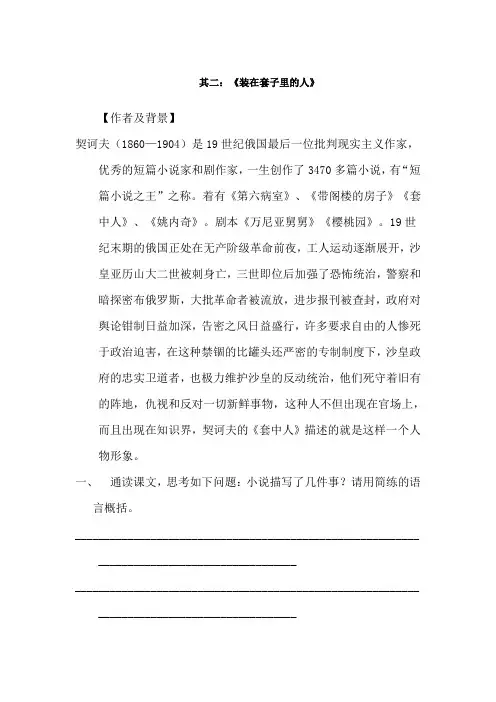 《装在套子里的人》学案(含答案)