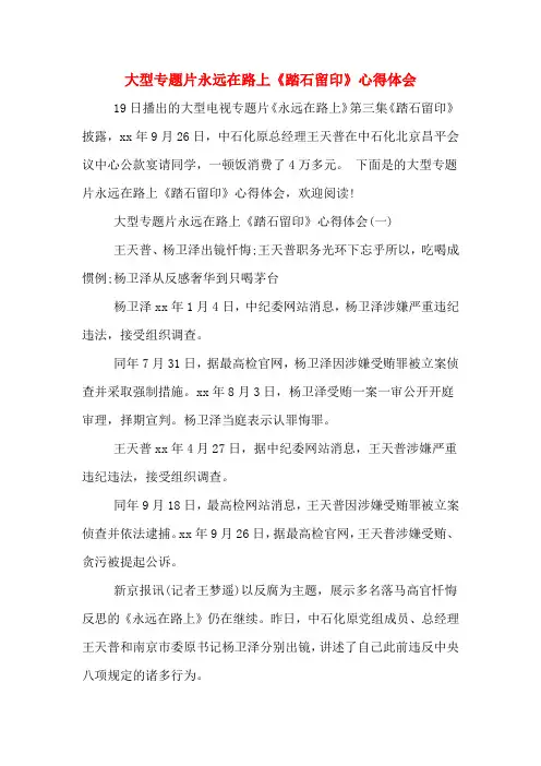 大型专题片永远在路上《踏石留印》心得体会