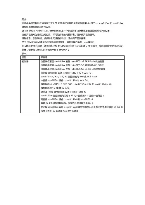 STM8L微控制器中文参考手册