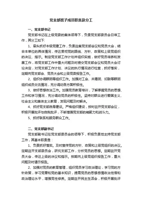 党支部班子成员职责及分工