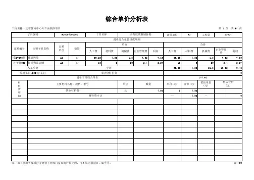 表-09 综合单价分析表_北京盈科中心外立面装修项目
