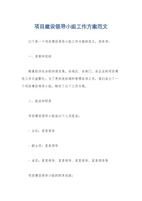 项目建设领导小组工作方案范文