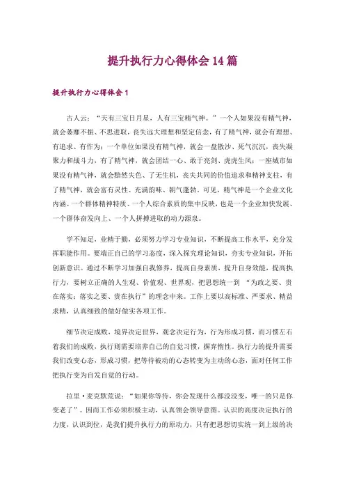 提升执行力心得体会14篇