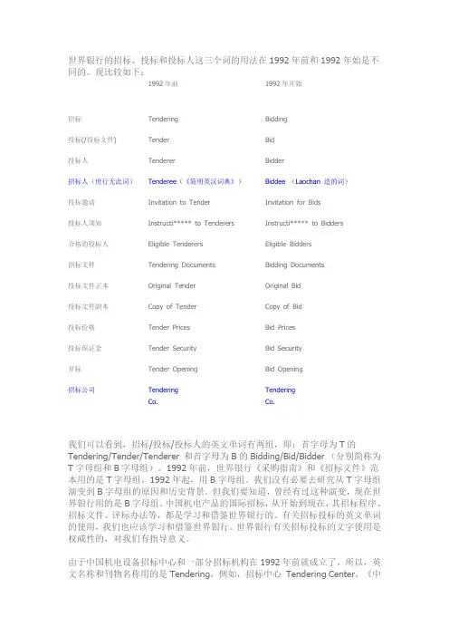 英语招标词汇