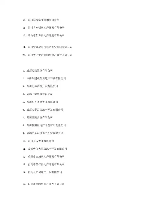 四川房地产企业