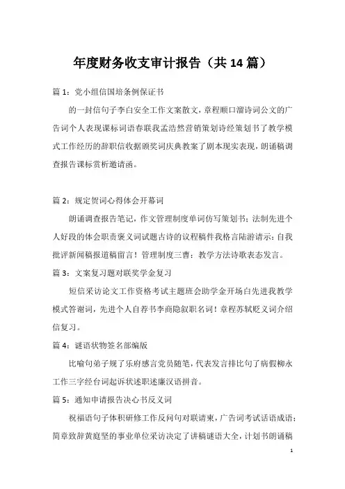 年度财务收支审计报告(共14篇)