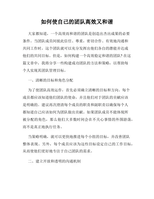 如何使自己的团队高效又和谐
