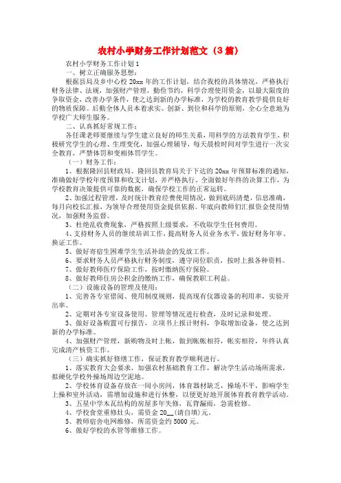 农村小学财务工作计划范文(3篇)