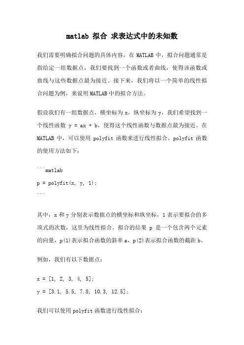 matlab 拟合 求表达式中的未知数