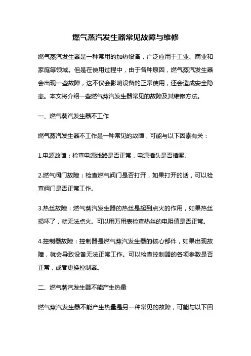 燃气蒸汽发生器常见故障与维修