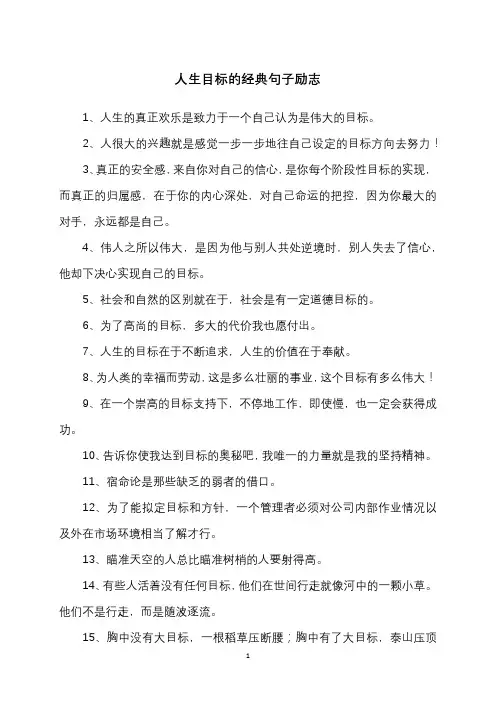 人生目标的经典句子励志