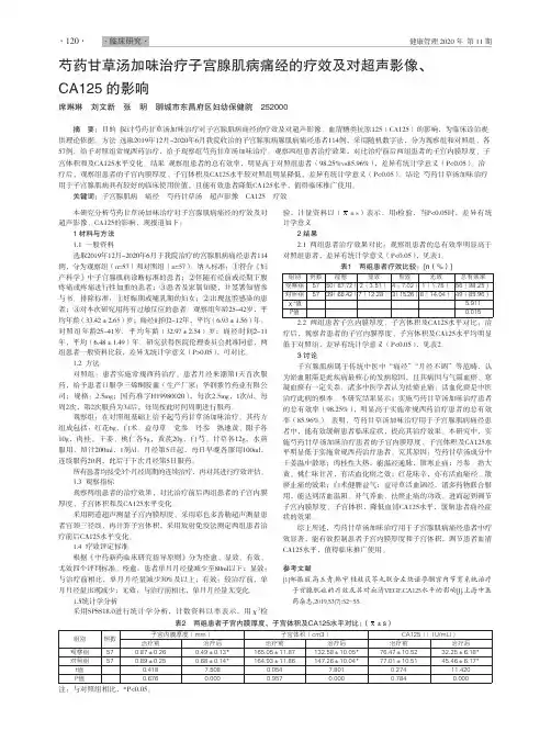 芍药甘草汤加味治疗子宫腺肌病痛经的疗效及对超声影像、 CA125的影响