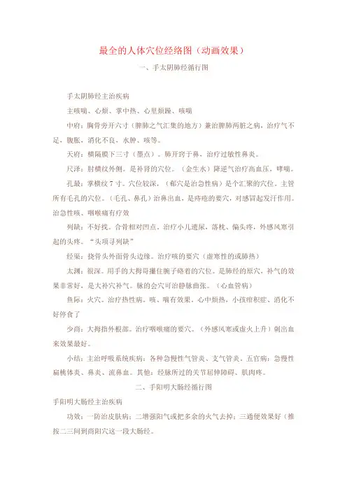 最全的人体穴位经络图