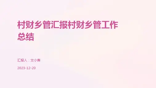 村财乡管汇报村财乡管工作总结