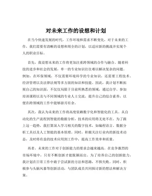 对未来工作的设想和计划