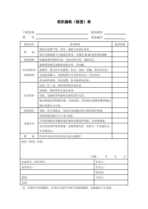 桩机验收(检查)表