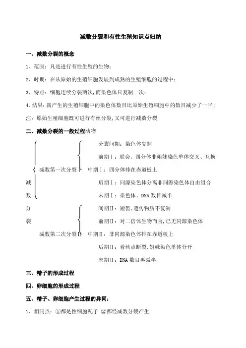 减数分裂知识点归纳