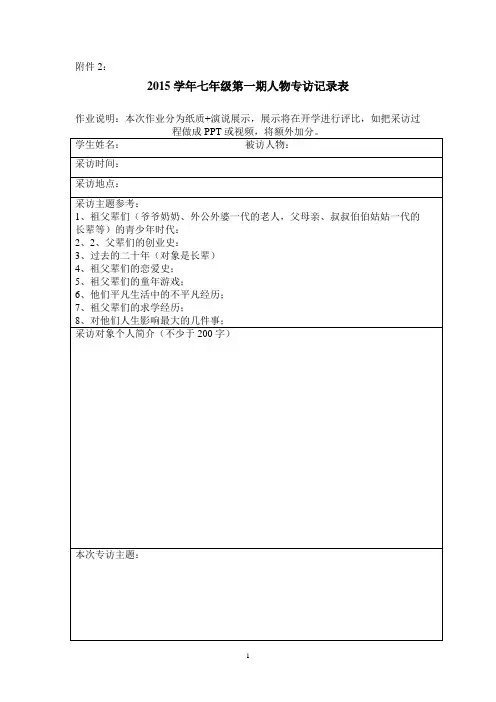 2015年人物采访表