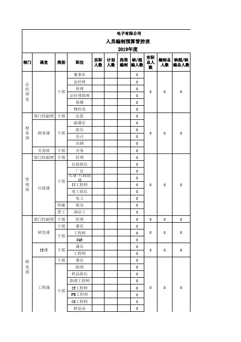 人力资源编制表-人力 