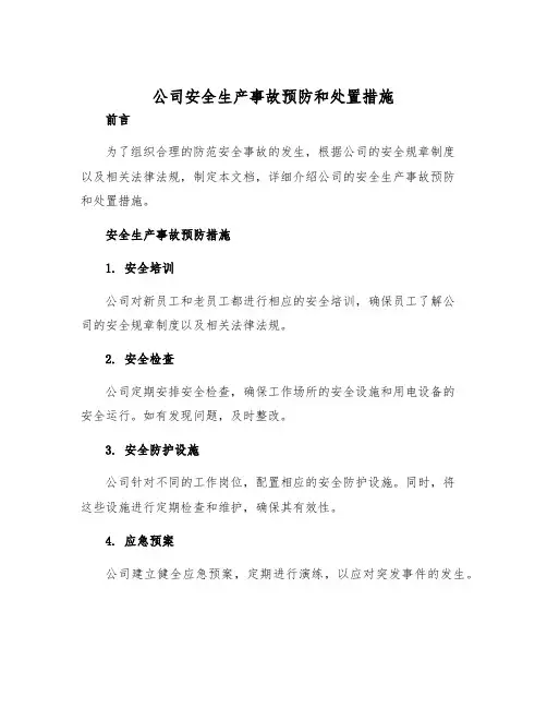公司安全生产事故预防和处置措施