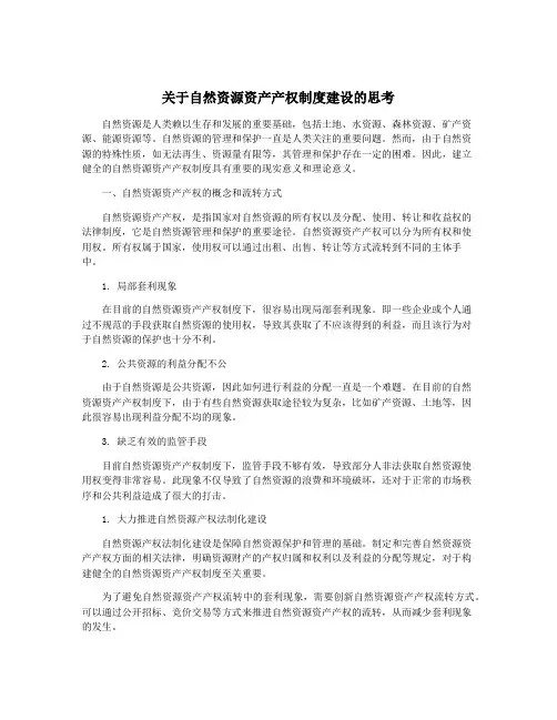 关于自然资源资产产权制度建设的思考