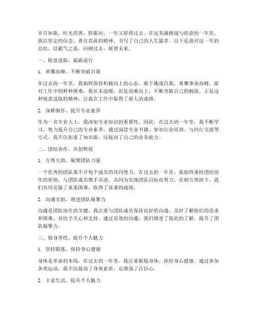 年度总结个人总结霸气句子