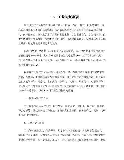 工业制氢气方案总结报告20141223