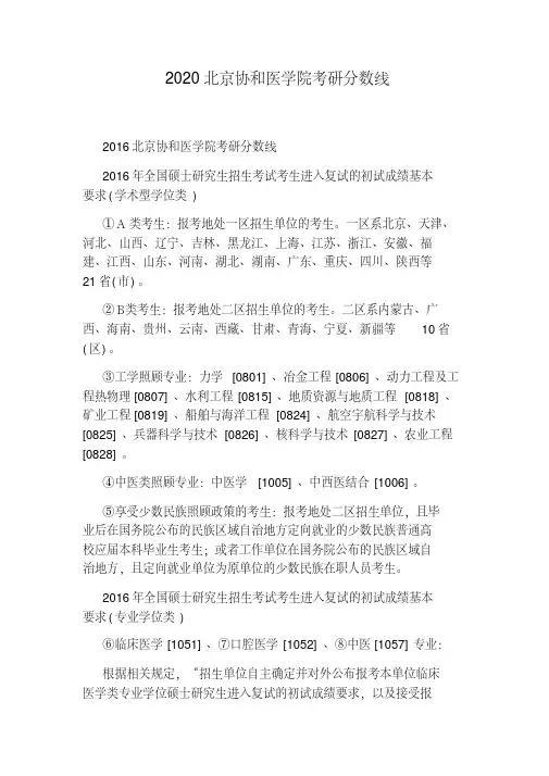 2020北京协和医学院考研分数线