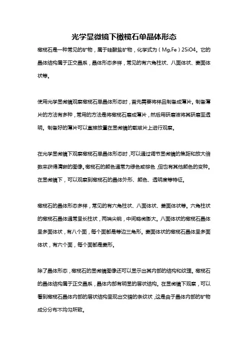 光学显微镜下橄榄石单晶体形态