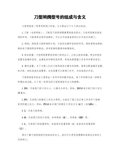 刀型闸阀型号的组成与含义