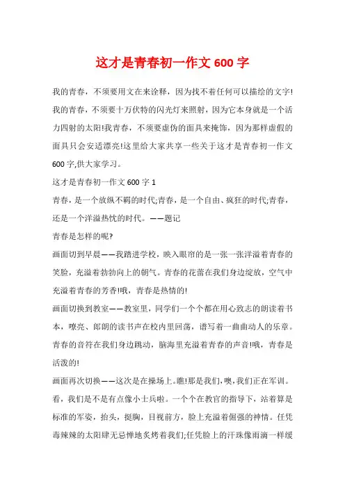 这才是青春初一作文600字