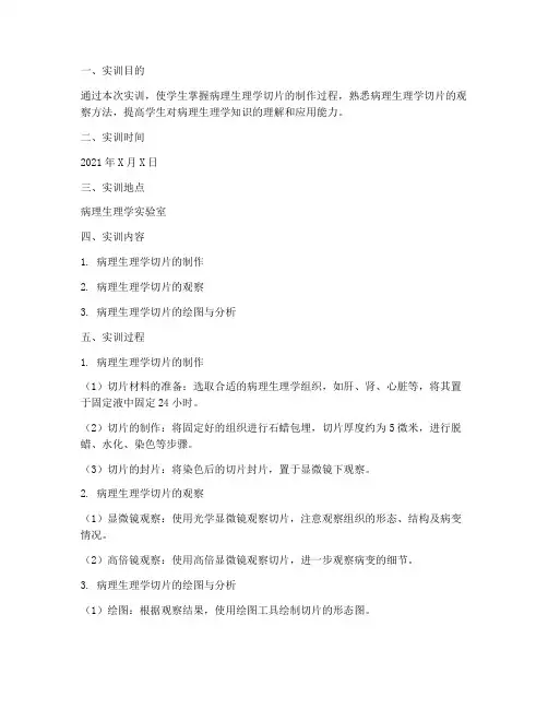 病理生理学切片实训报告