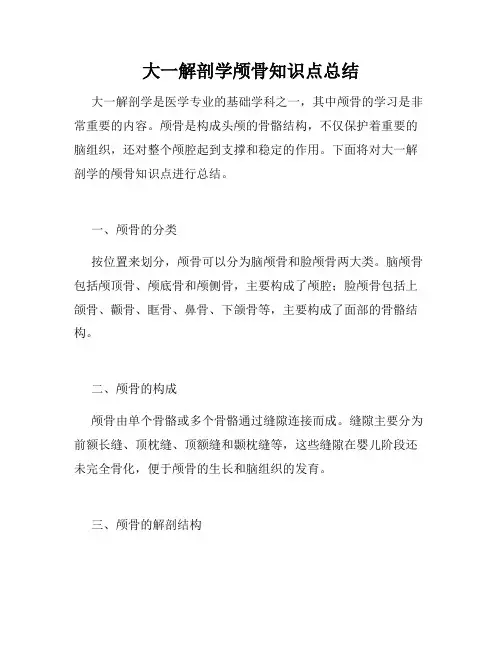 大一解剖学颅骨知识点总结