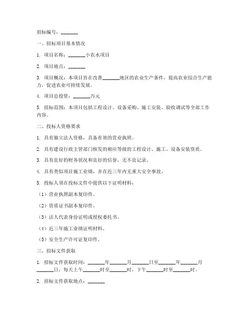 小农水项目招标文件