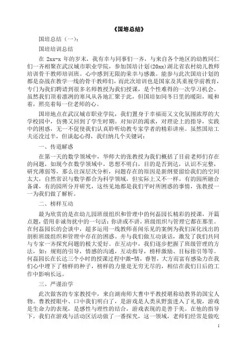总结：国培总结10篇(2019版).docx