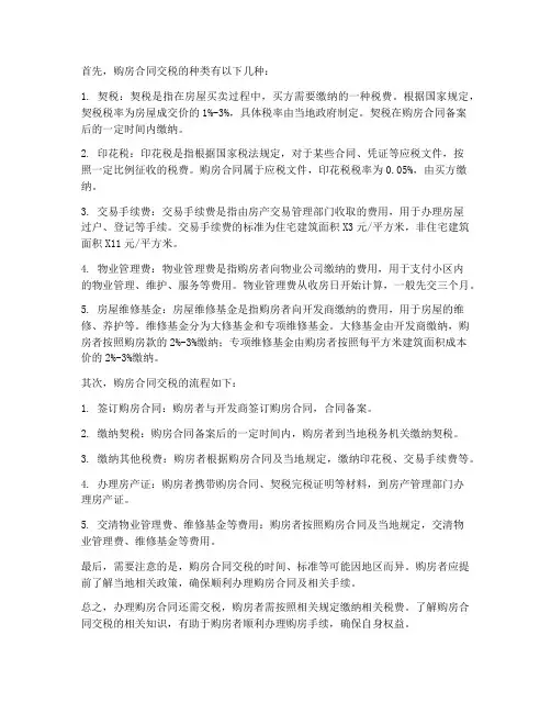 办理购房合同还得交税
