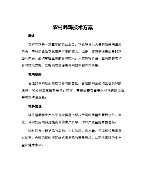农村养鸡技术方案