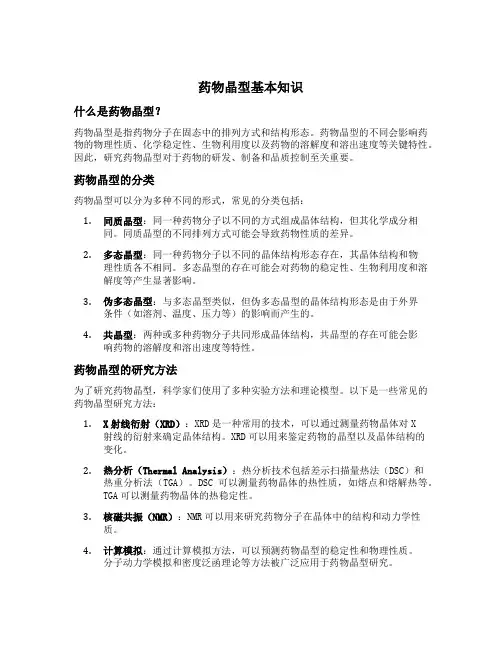 药物晶型基本知识