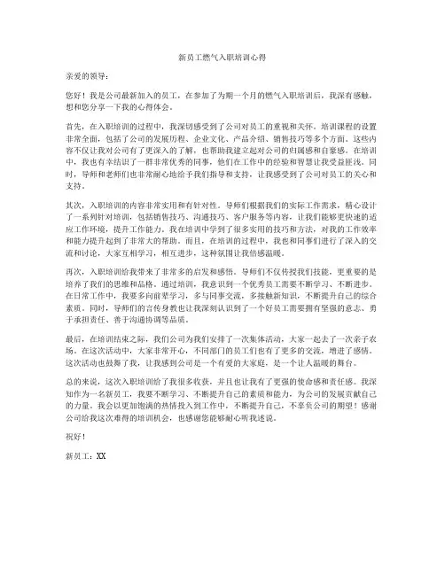 新员工燃气入职培训心得